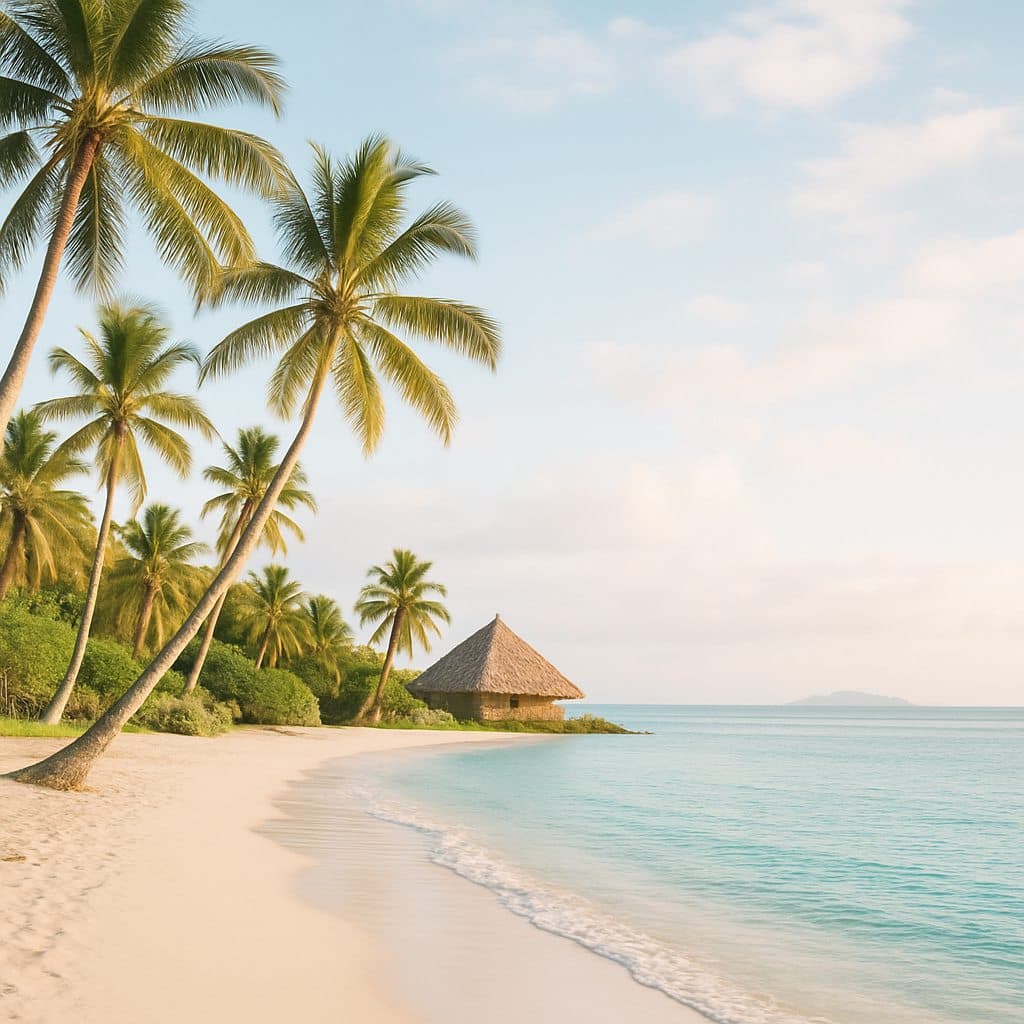 A serene Fiji beach at morning light